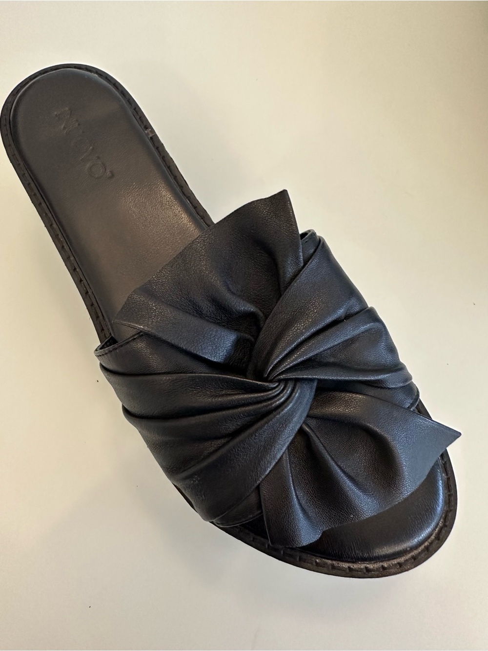 INUOVO | Black Leather Platform Slide Sandals | Size 41 / Size 11 - Picture 6 of 16